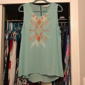 Flowy embroidered tank
